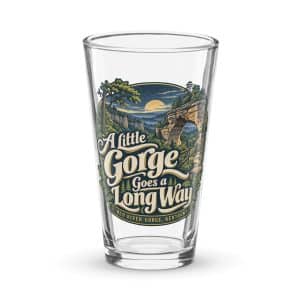 Red River Gorge Pint Glass: A Little Gorge Goes a Long Way, Woodland Scenic Lettering - 16 oz - Main