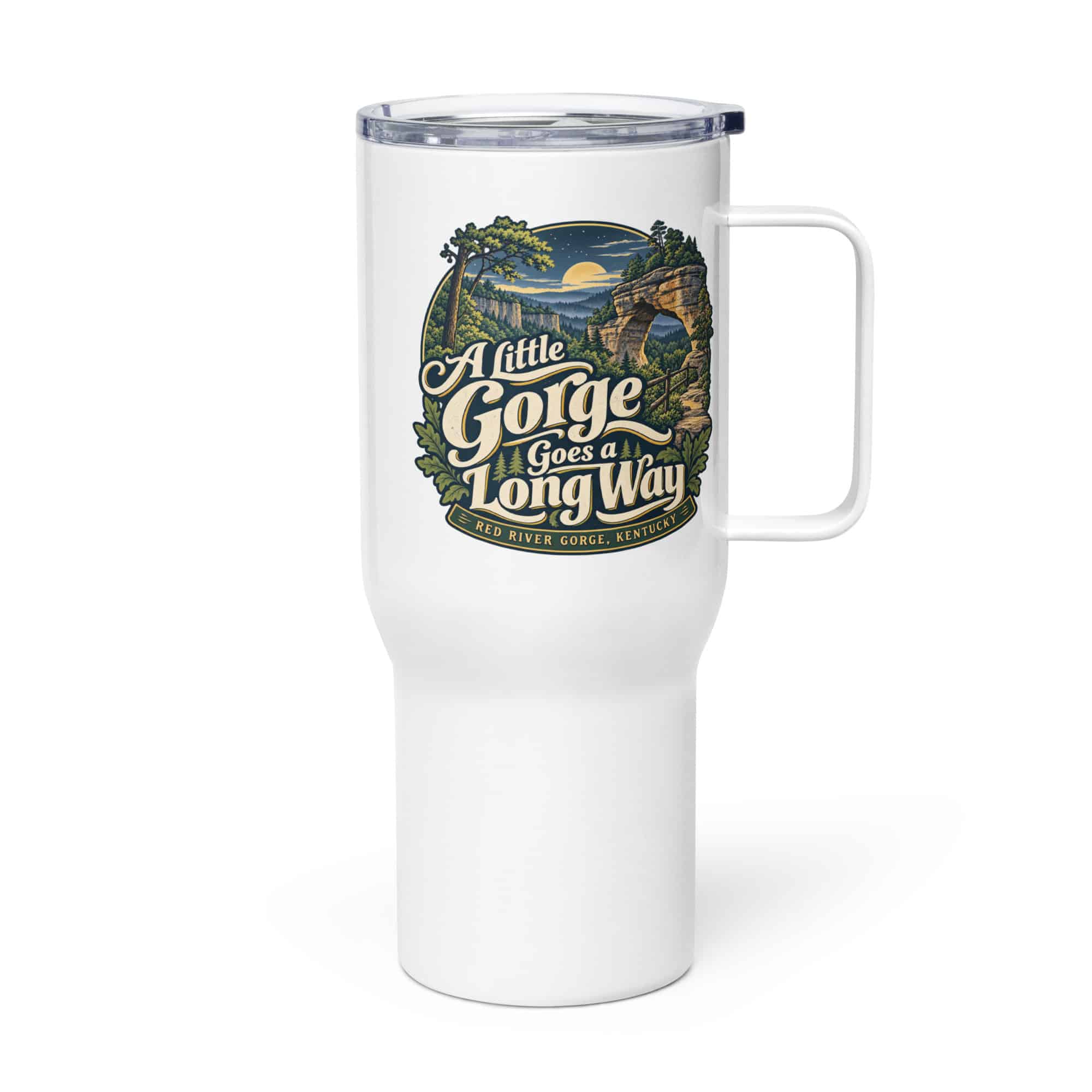 Red River Gorge Travel Mug: A Little Gorge Goes a Long Way, Woodland Scenic Lettering