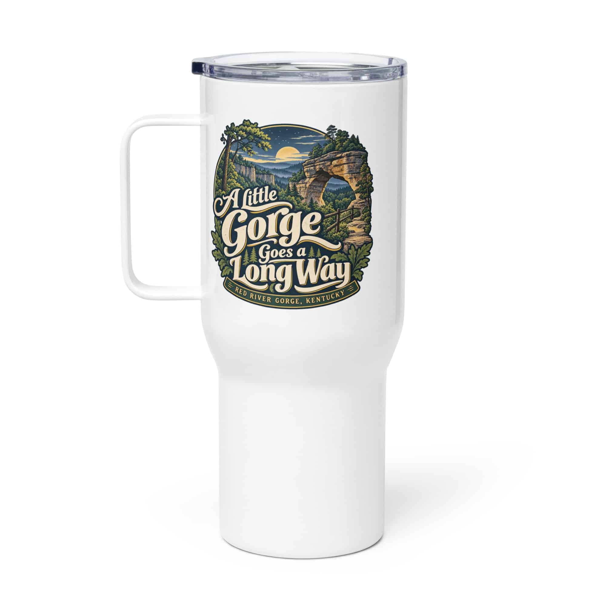 Red River Gorge Travel Mug: A Little Gorge Goes a Long Way, Woodland Scenic Lettering