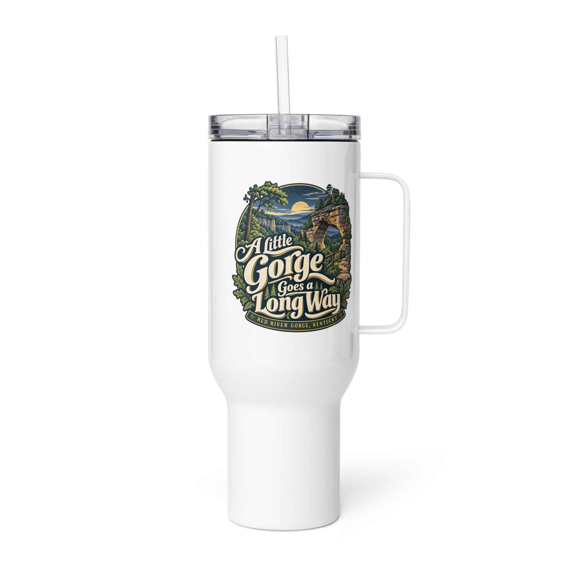 Red River Gorge Travel Mug: A Little Gorge Goes a Long Way, Woodland Scenic Lettering