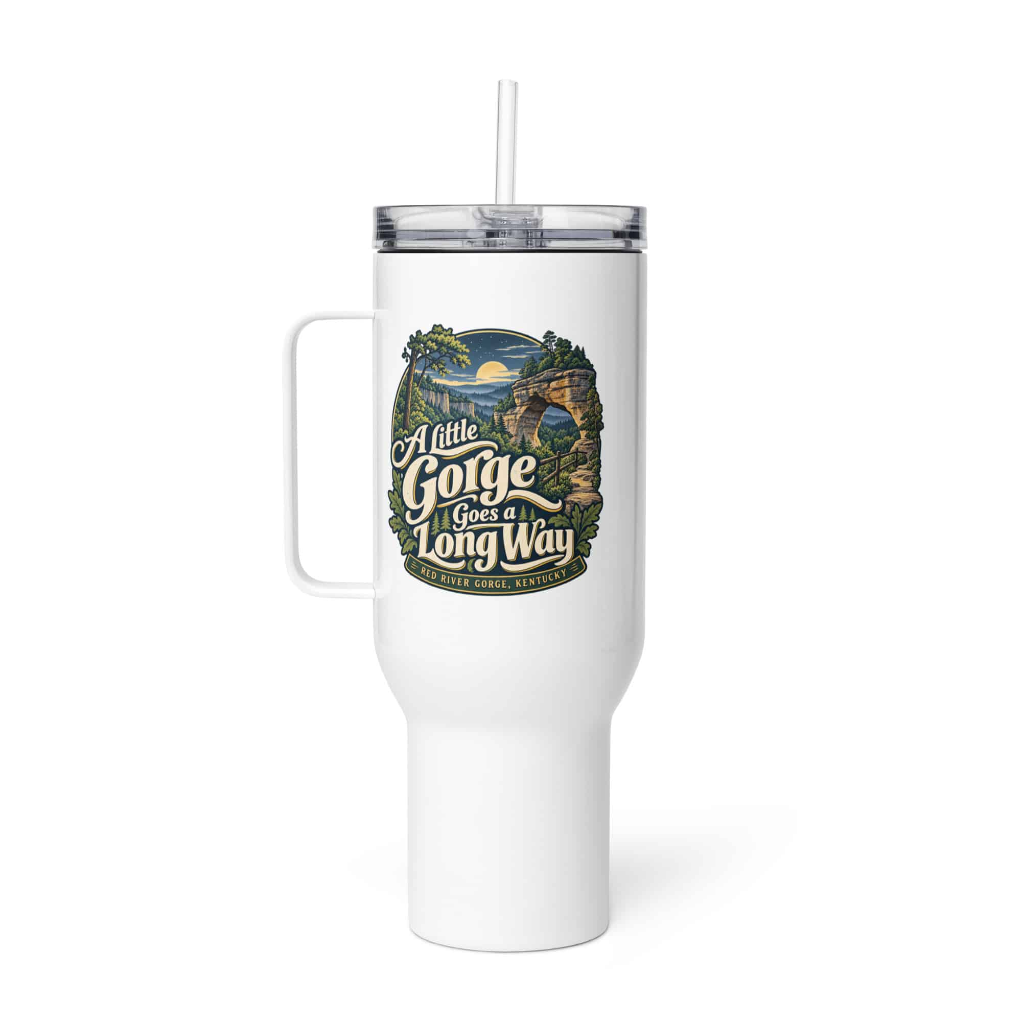 Red River Gorge Travel Mug: A Little Gorge Goes a Long Way, Woodland Scenic Lettering