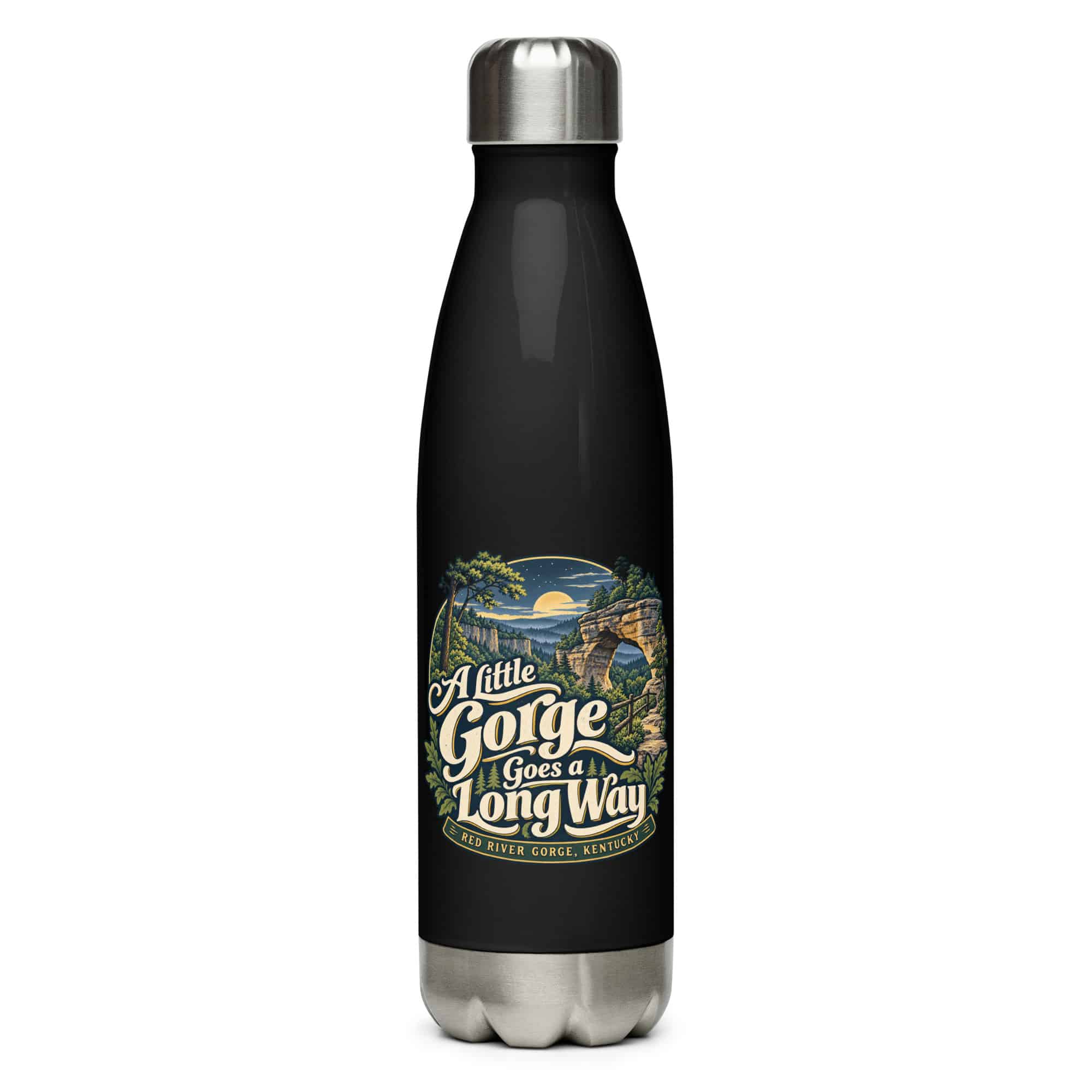 Red River Gorge Stainless Steel Water Bottle: A Little Gorge Goes a Long Way, Woodland Scenic Lettering