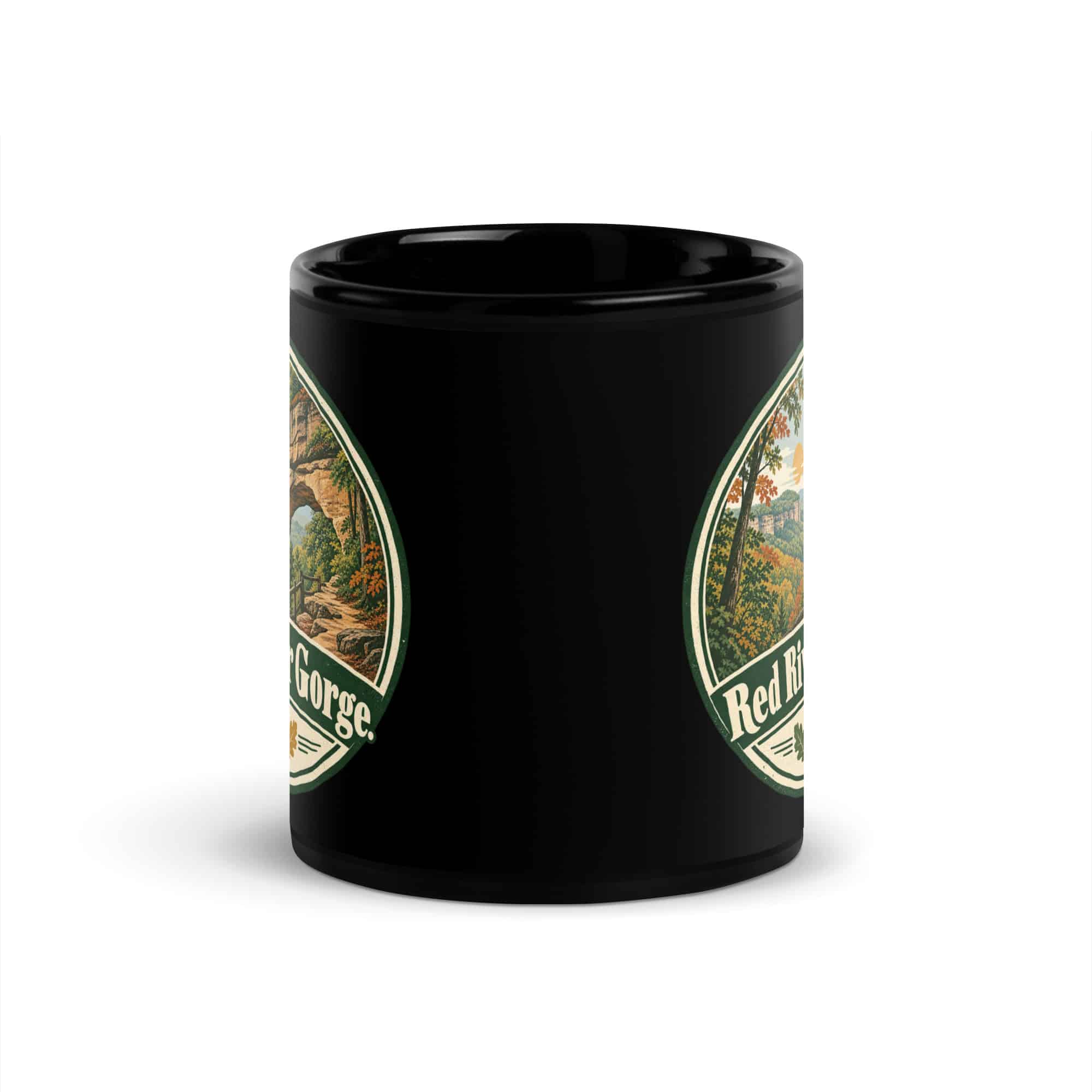 Red River Gorge Black Coffee Mug: Red River Gorge, Vintage Round Badge