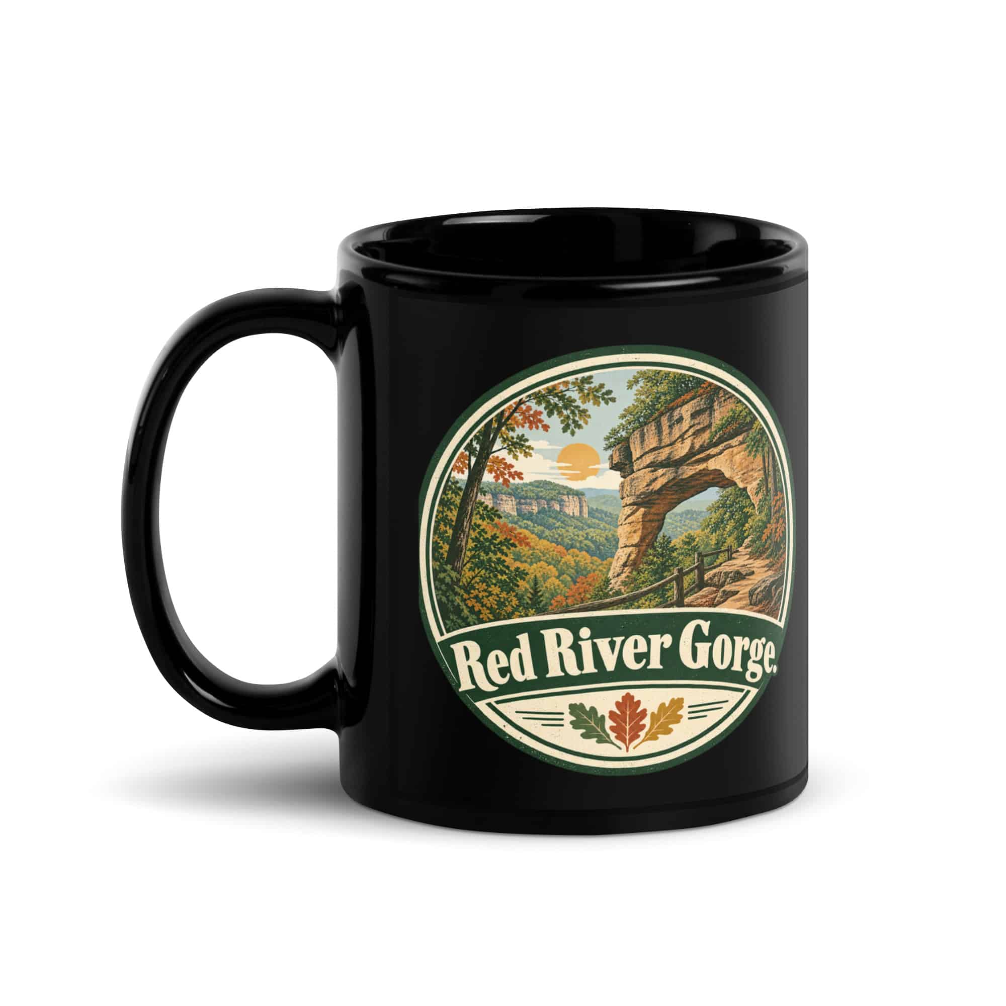 Red River Gorge Black Coffee Mug: Red River Gorge, Vintage Round Badge