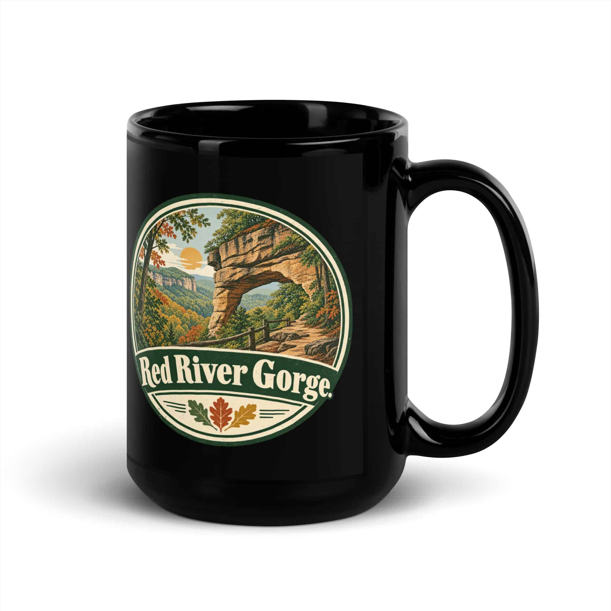 Red River Gorge Black Coffee Mug: Red River Gorge, Vintage Round Badge