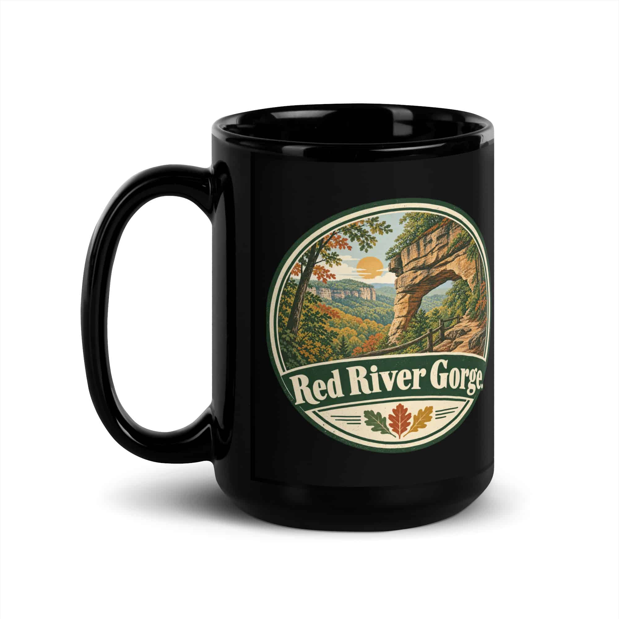 Red River Gorge Black Coffee Mug: Red River Gorge, Vintage Round Badge