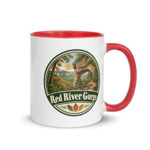 Red River Gorge Color Inside Coffee Mug: Red River Gorge, Vintage Round Badge - 11 oz - Main