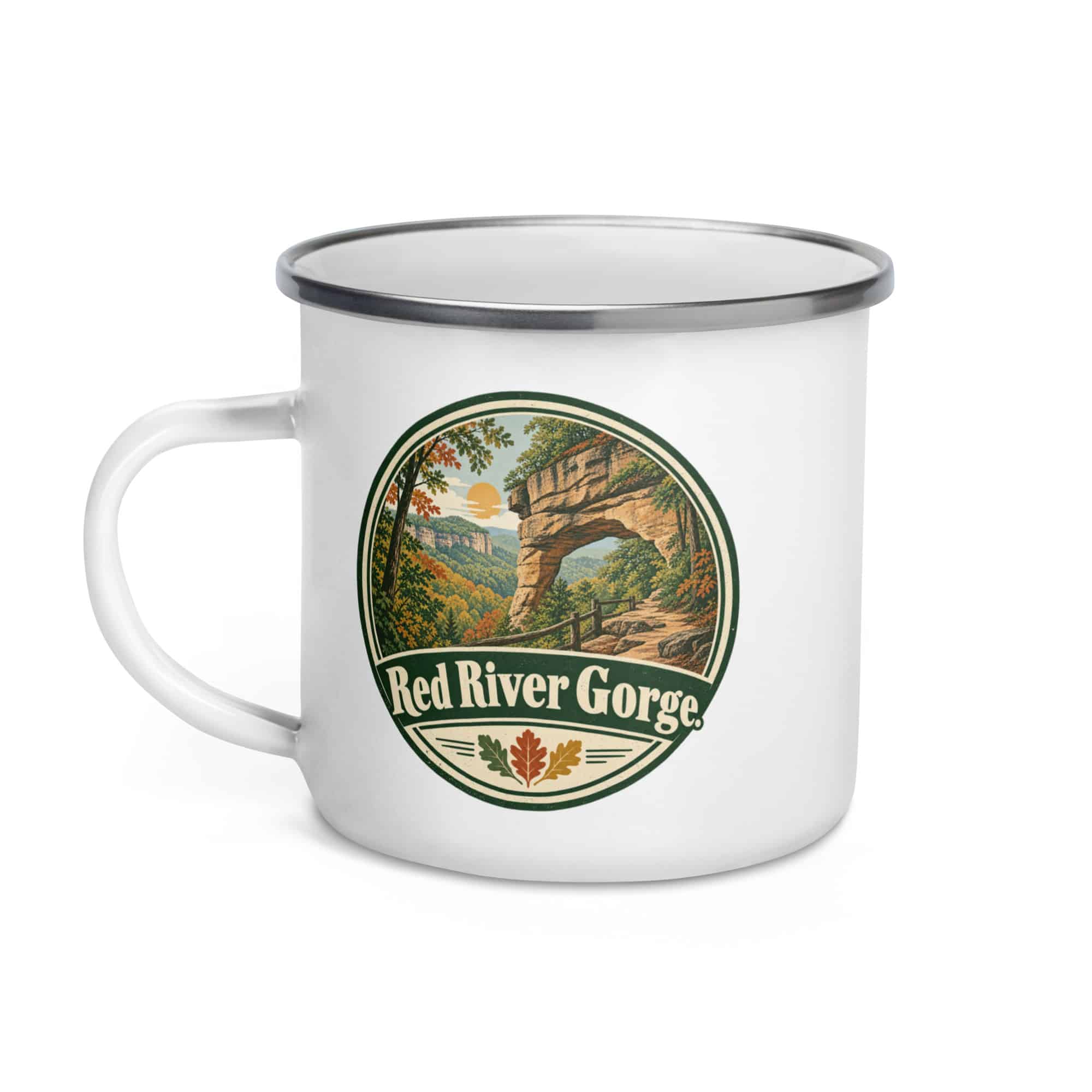 Red River Gorge Enamel Camp Mug: Red River Gorge, Vintage Round Badge