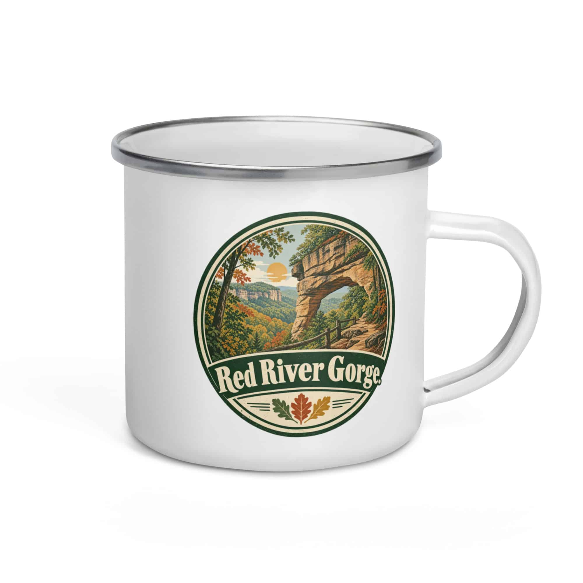 Red River Gorge Enamel Camp Mug: Red River Gorge, Vintage Round Badge