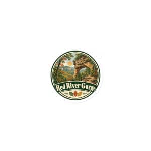 Red River Gorge Die-Cut Magnet: Red River Gorge, Vintage Round Badge - 3″×3″ - Main