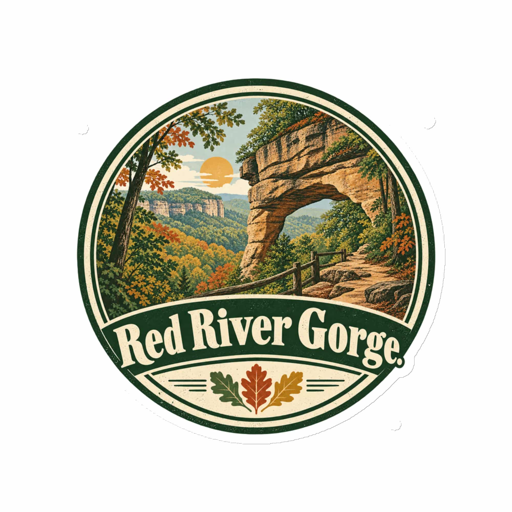 Red River Gorge Die-Cut Magnet: Red River Gorge, Vintage Round Badge