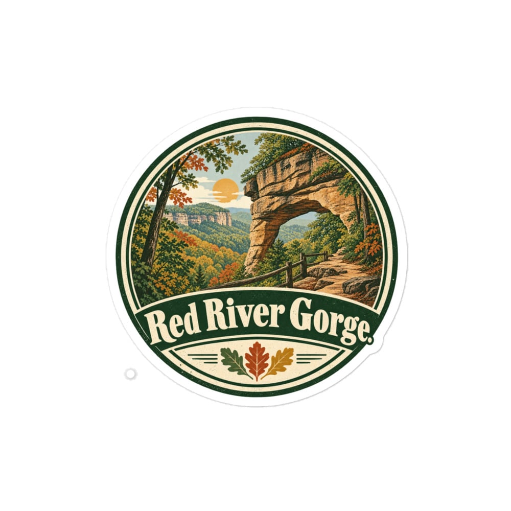 Red River Gorge Vinyl Sticker: Red River Gorge, Vintage Round Badge