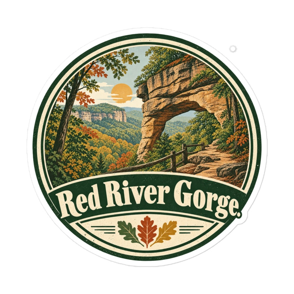 Red River Gorge Vinyl Sticker: Red River Gorge, Vintage Round Badge