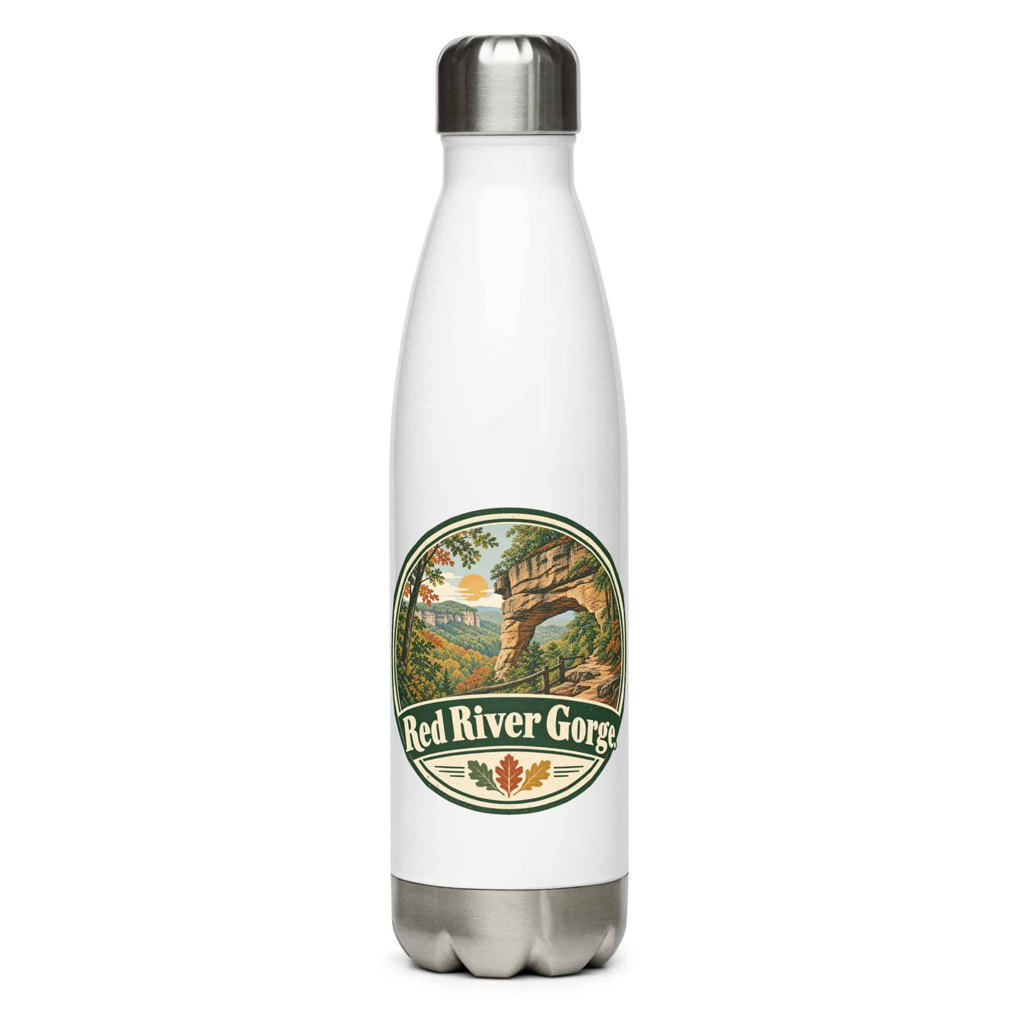 Red River Gorge Stainless Steel Water Bottle: Red River Gorge, Vintage Round Badge