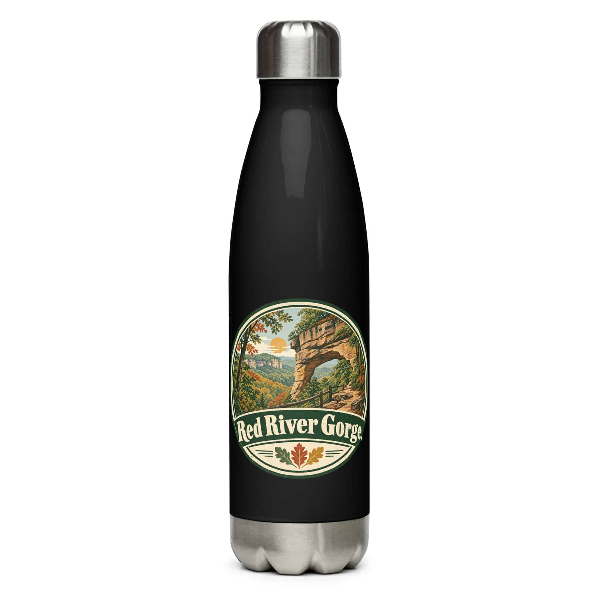 Red River Gorge Stainless Steel Water Bottle: Red River Gorge, Vintage Round Badge
