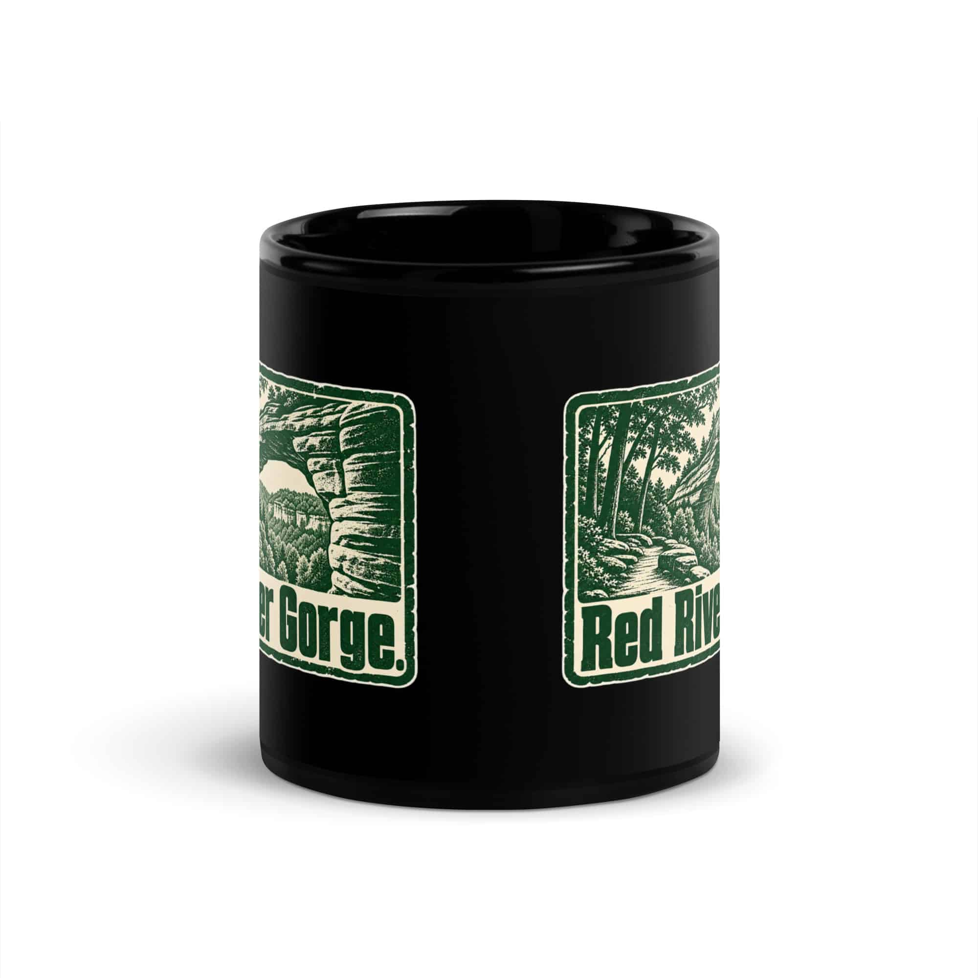 Red River Gorge Black Coffee Mug: Red River Gorge, Forest Ink Stamp