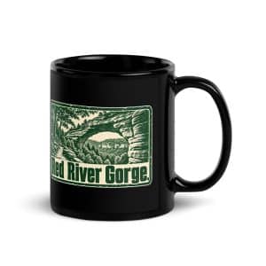 Red River Gorge Black Coffee Mug: Red River Gorge, Forest Ink Stamp - 11 oz - Handle on Right