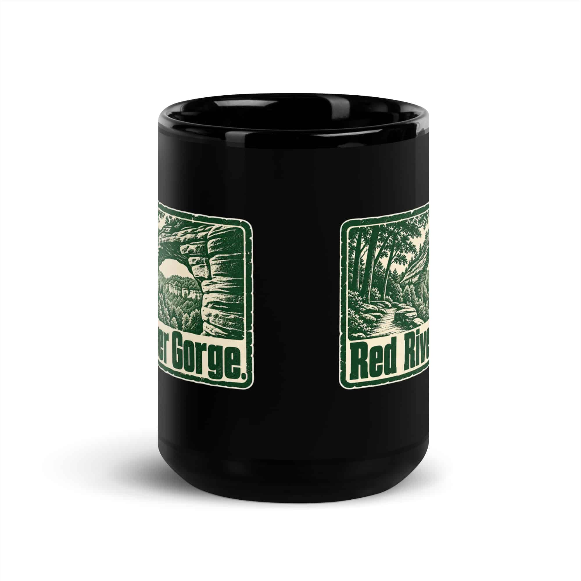 Red River Gorge Black Coffee Mug: Red River Gorge, Forest Ink Stamp