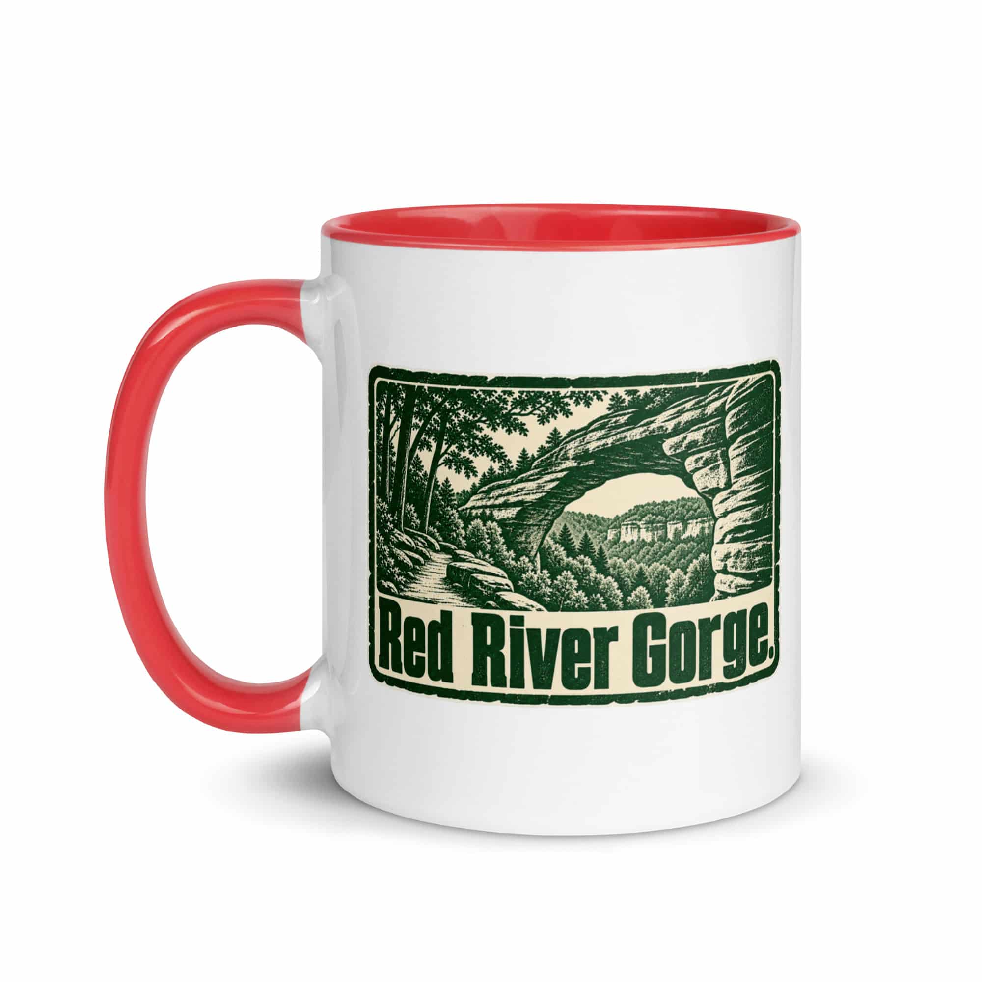 Red River Gorge Color Inside Coffee Mug: Red River Gorge, Forest Ink Stamp