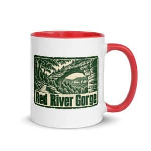 Red River Gorge Color Inside Coffee Mug: Red River Gorge, Forest Ink Stamp - 11 oz - Main