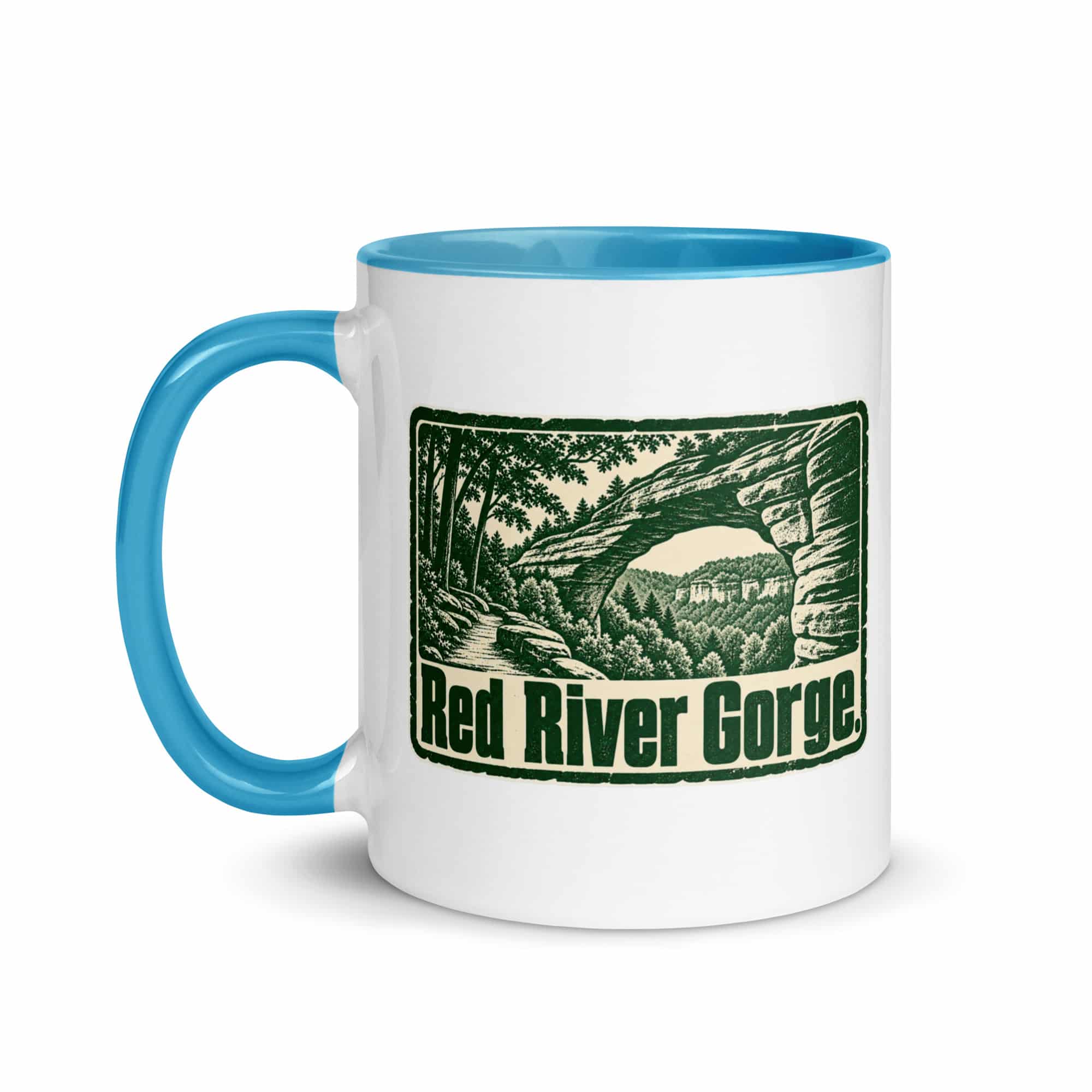 Red River Gorge Color Inside Coffee Mug: Red River Gorge, Forest Ink Stamp