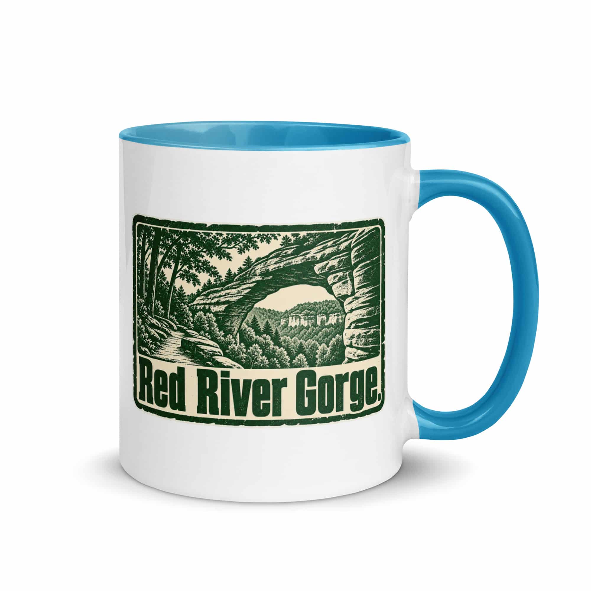 Red River Gorge Color Inside Coffee Mug: Red River Gorge, Forest Ink Stamp
