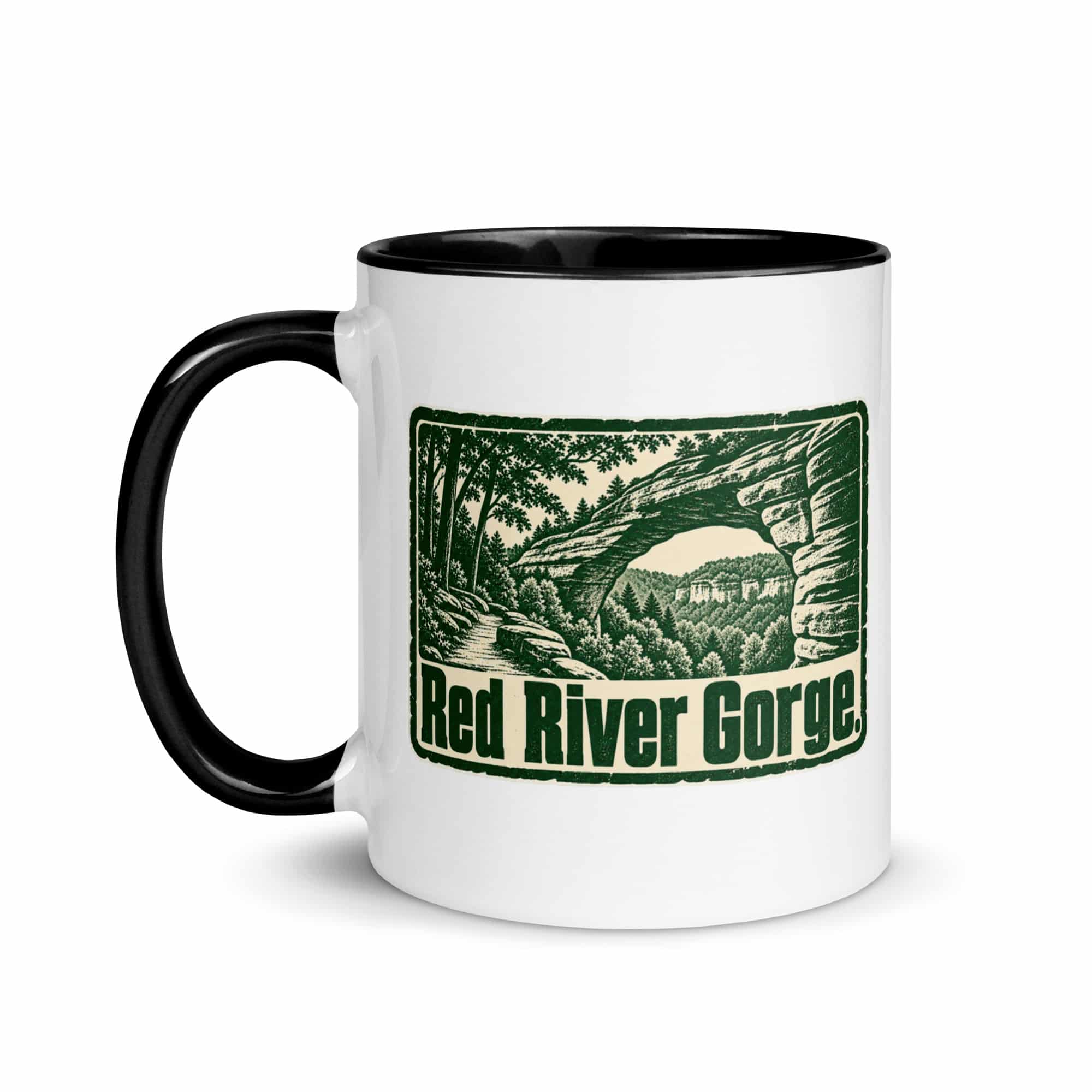 Red River Gorge Color Inside Coffee Mug: Red River Gorge, Forest Ink Stamp
