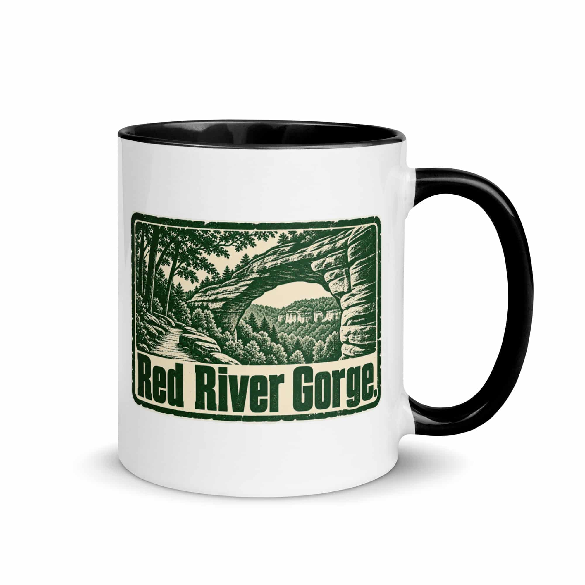 Red River Gorge Color Inside Coffee Mug: Red River Gorge, Forest Ink Stamp