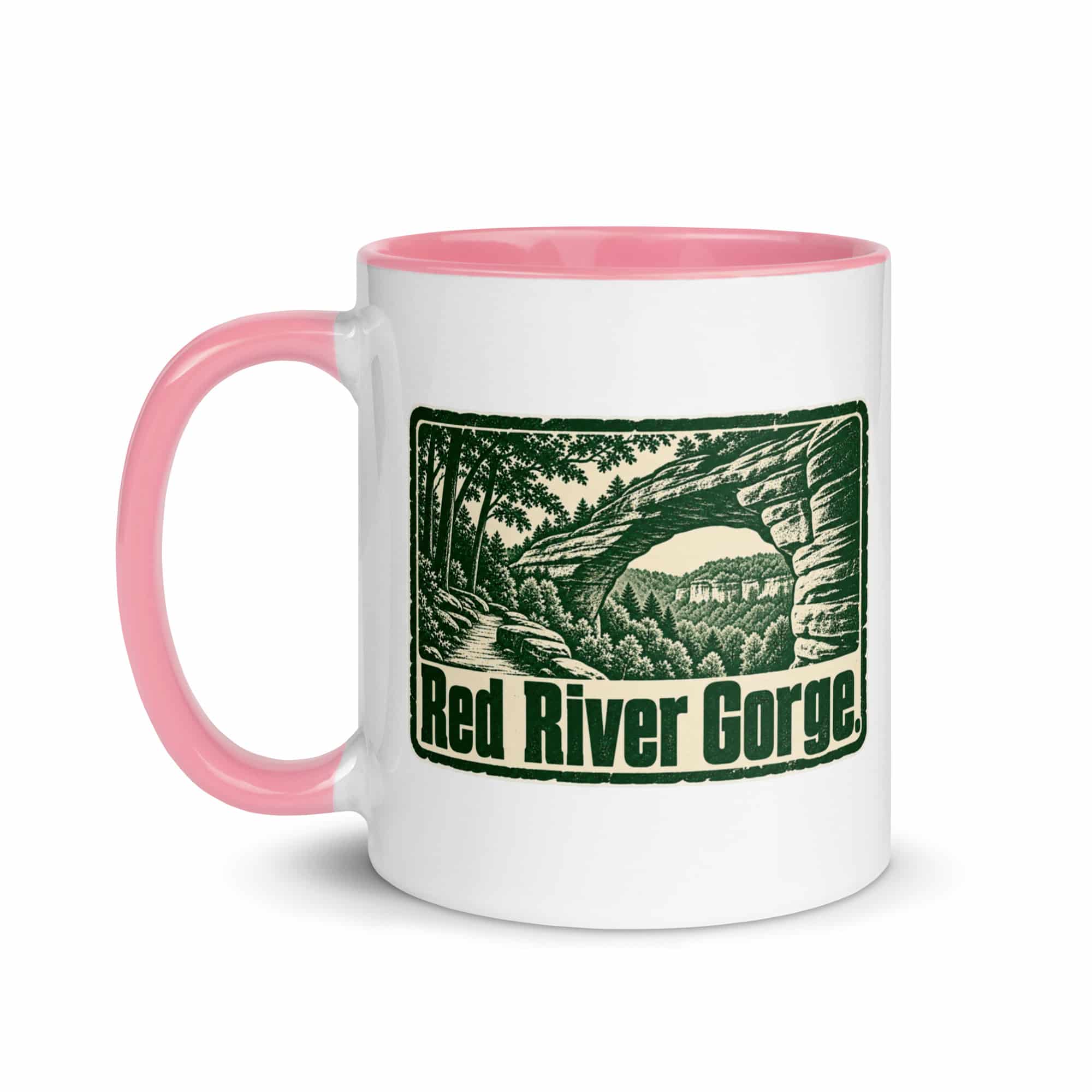Red River Gorge Color Inside Coffee Mug: Red River Gorge, Forest Ink Stamp