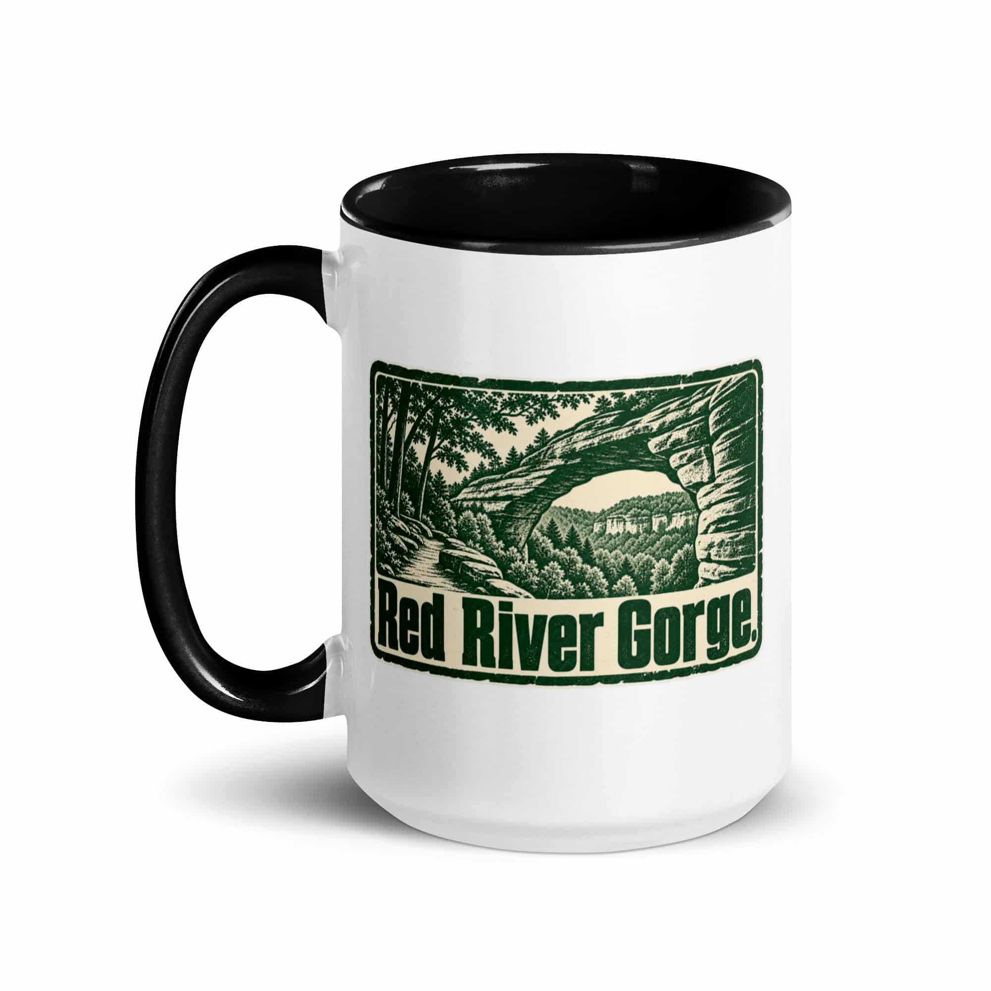 Red River Gorge Color Inside Coffee Mug: Red River Gorge, Forest Ink Stamp