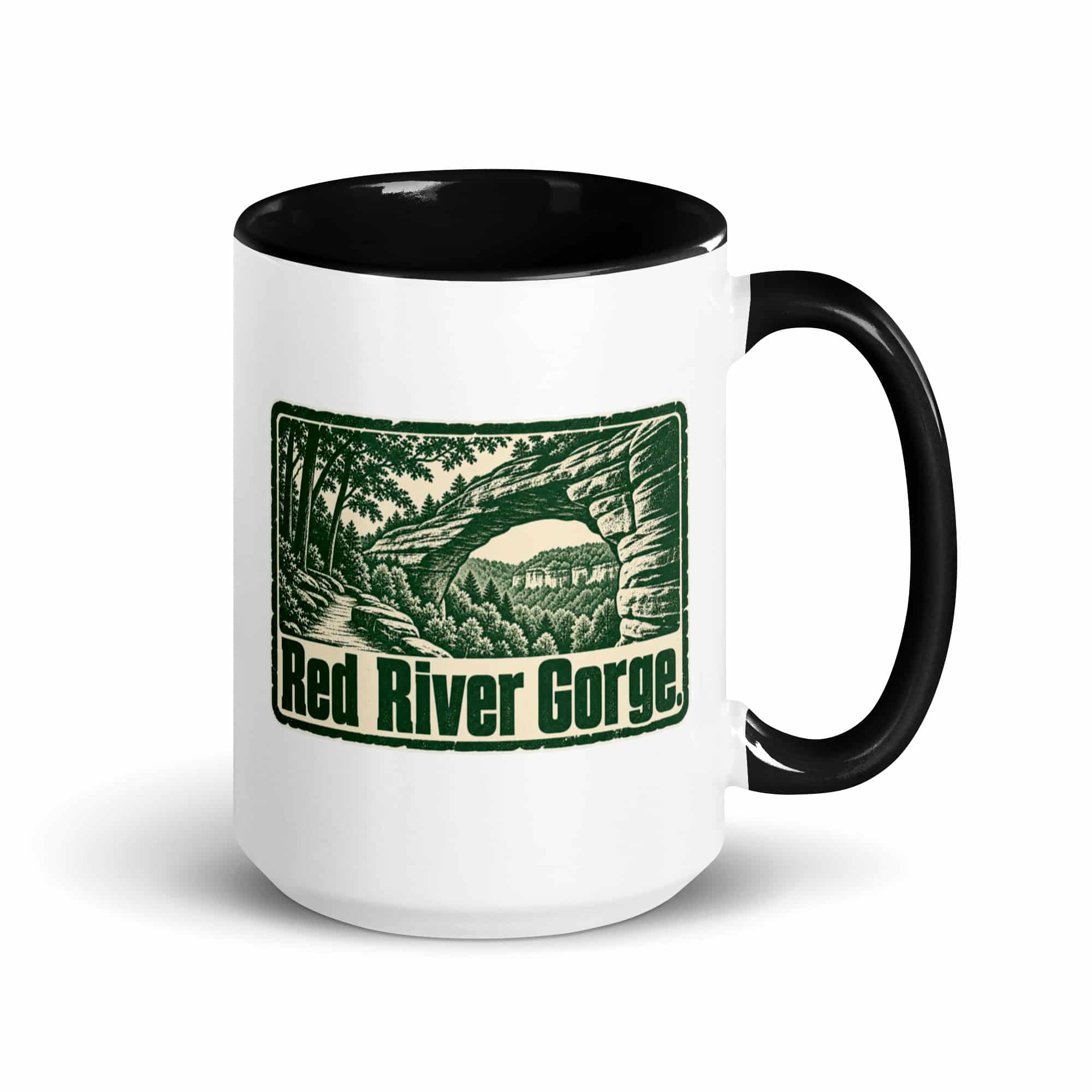 Red River Gorge Color Inside Coffee Mug: Red River Gorge, Forest Ink Stamp