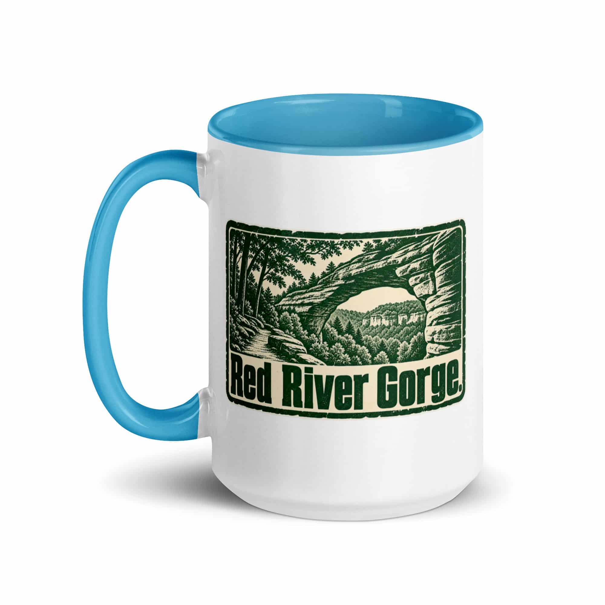 Red River Gorge Color Inside Coffee Mug: Red River Gorge, Forest Ink Stamp