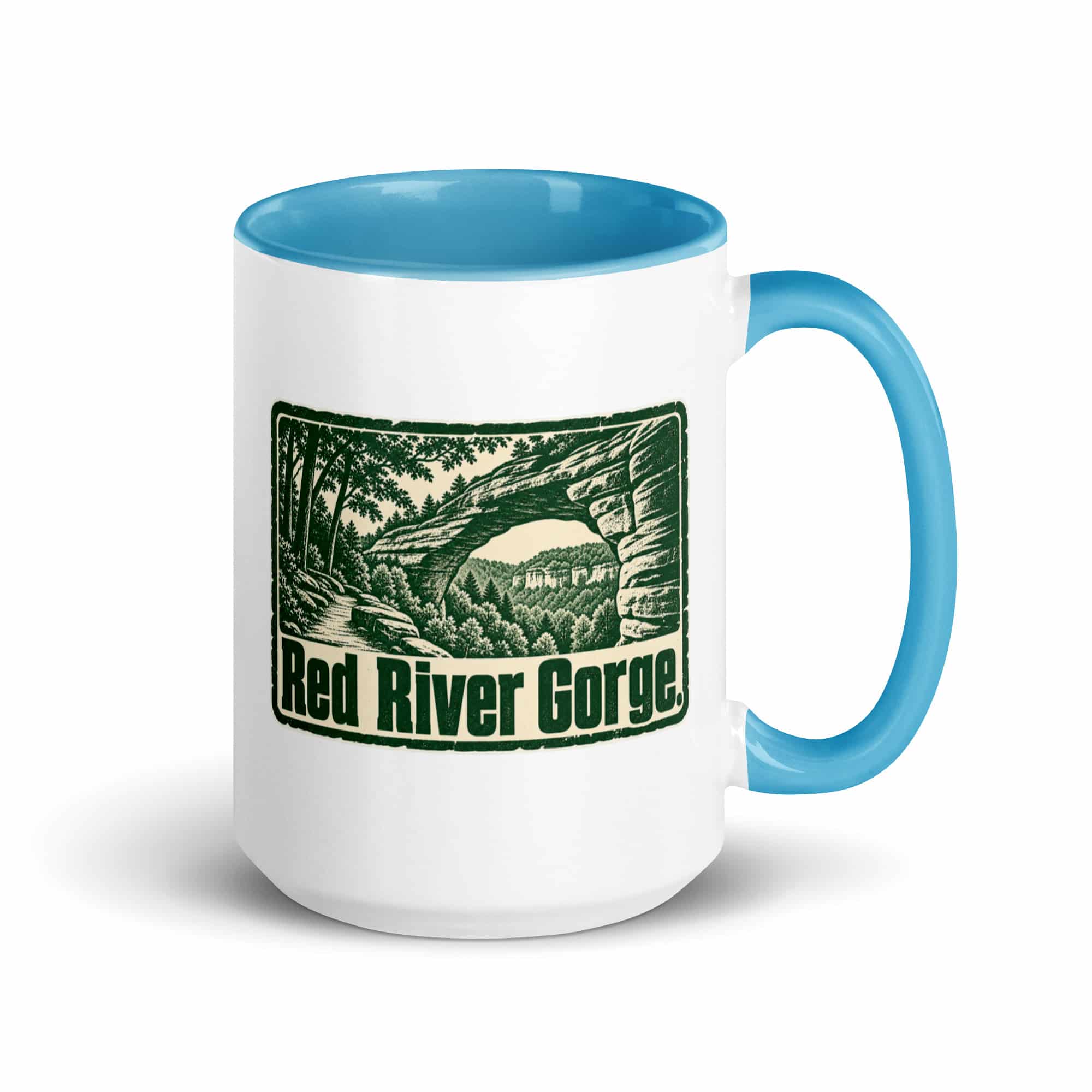 Red River Gorge Color Inside Coffee Mug: Red River Gorge, Forest Ink Stamp