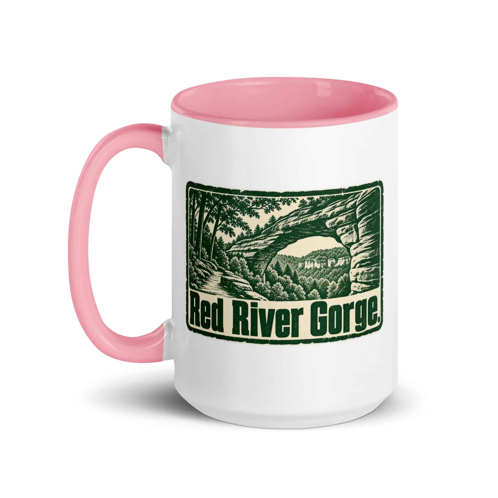 Red River Gorge Color Inside Coffee Mug: Red River Gorge, Forest Ink Stamp