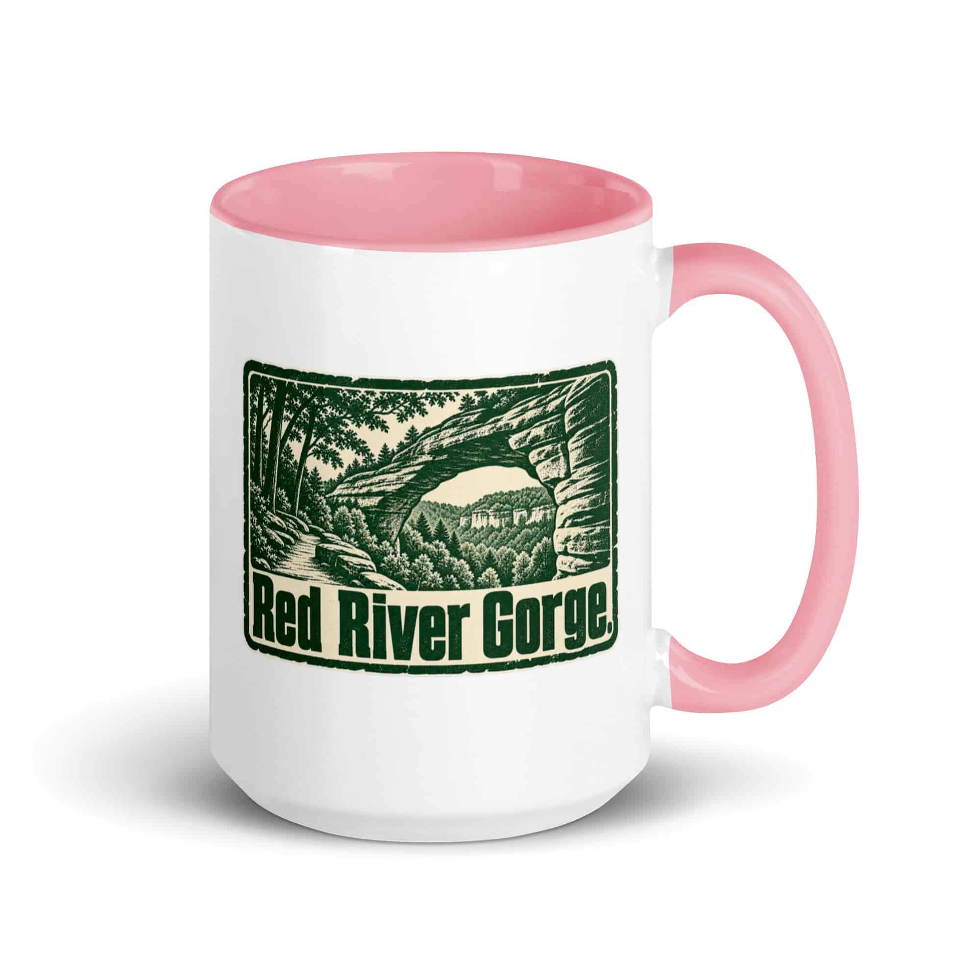 Red River Gorge Color Inside Coffee Mug: Red River Gorge, Forest Ink Stamp