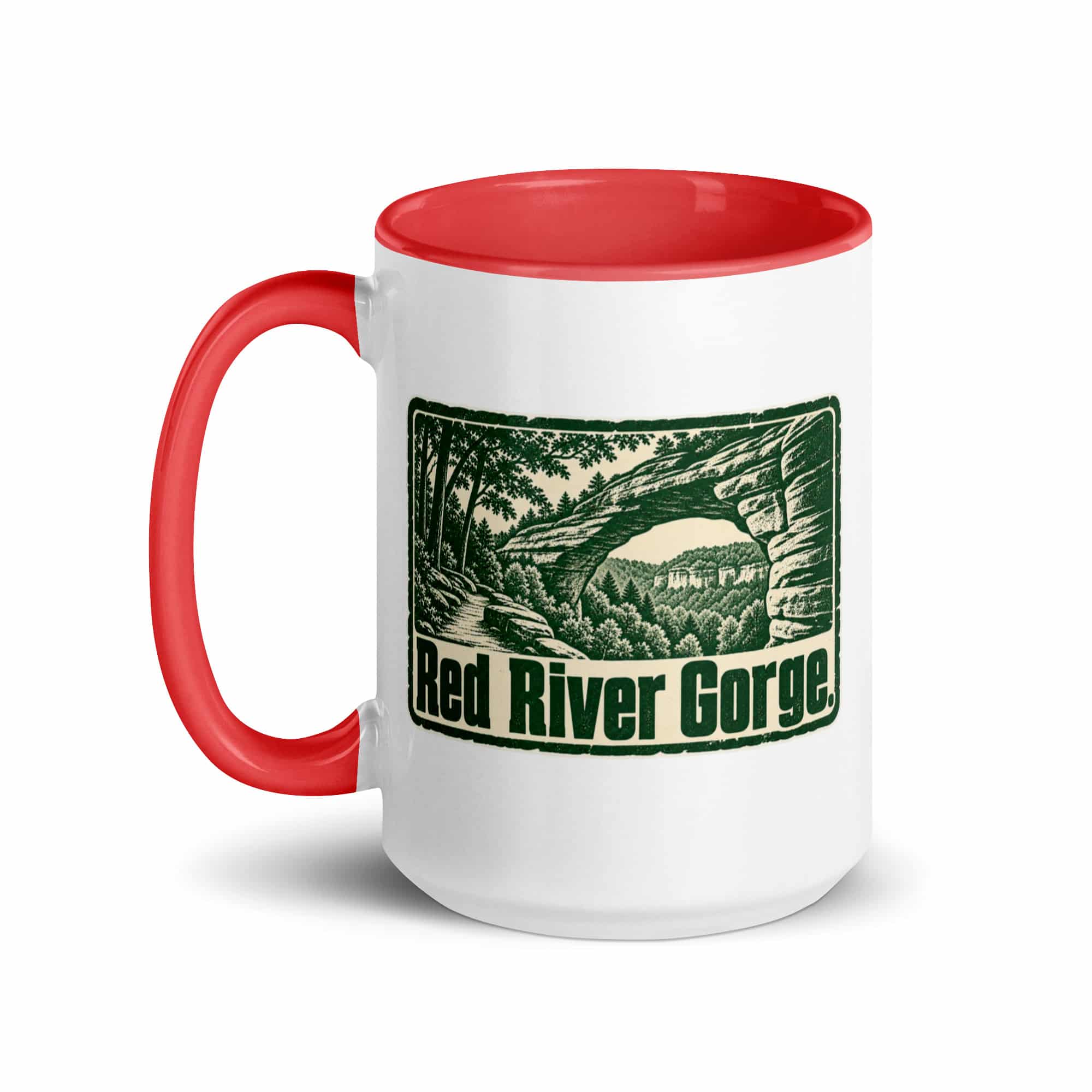 Red River Gorge Color Inside Coffee Mug: Red River Gorge, Forest Ink Stamp