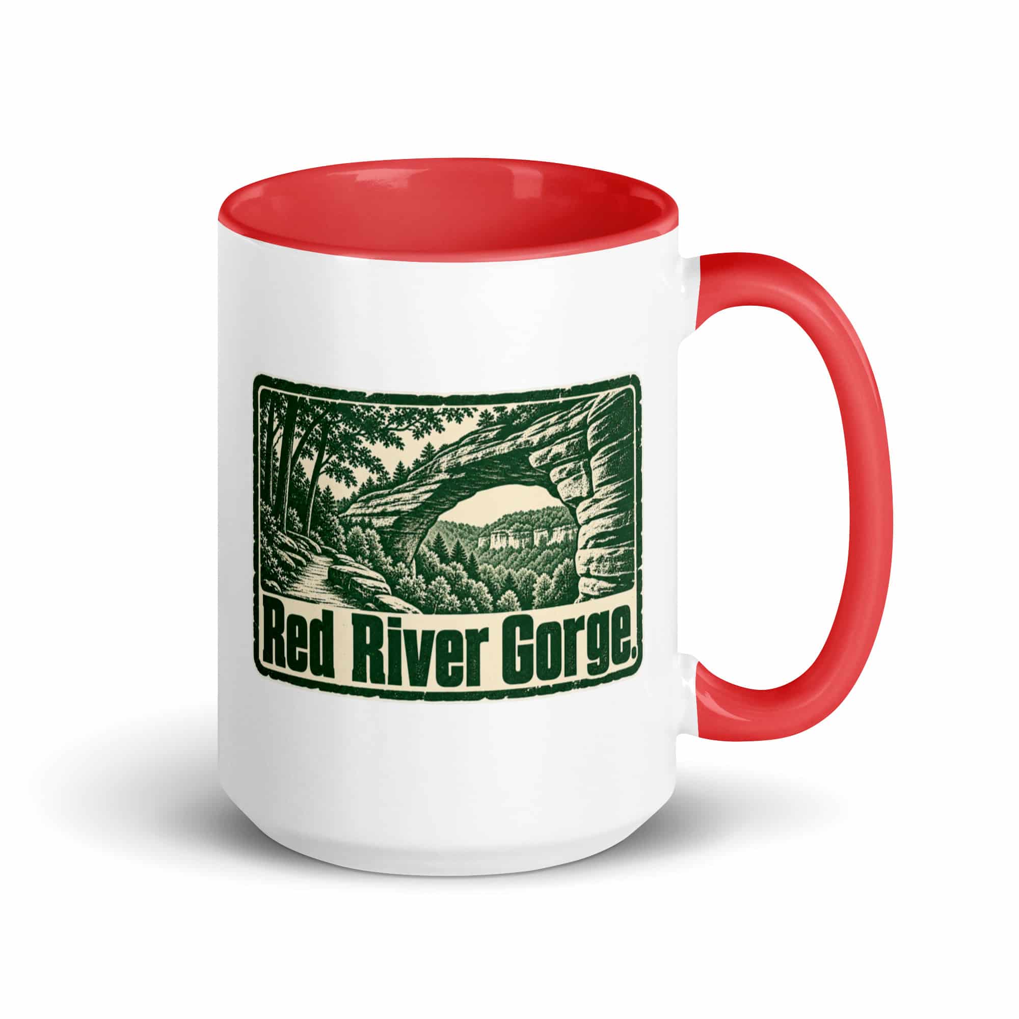 Red River Gorge Color Inside Coffee Mug: Red River Gorge, Forest Ink Stamp