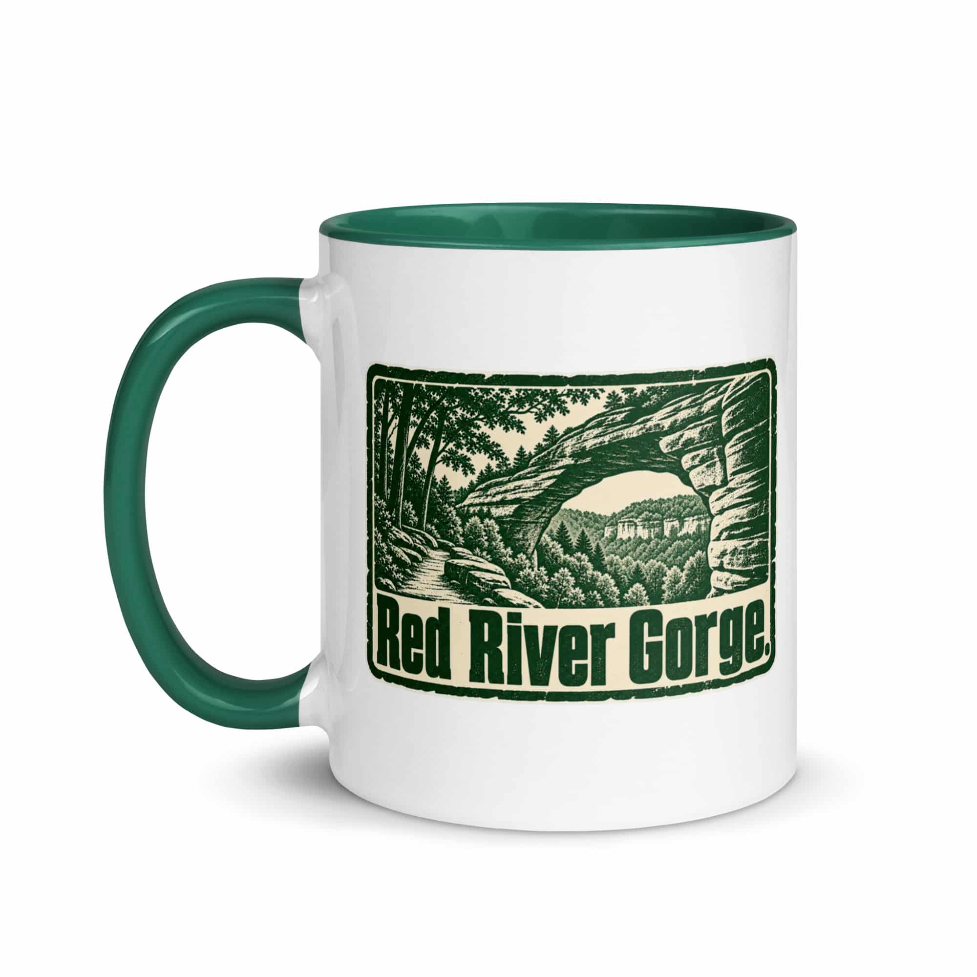 Red River Gorge Color Inside Coffee Mug: Red River Gorge, Forest Ink Stamp