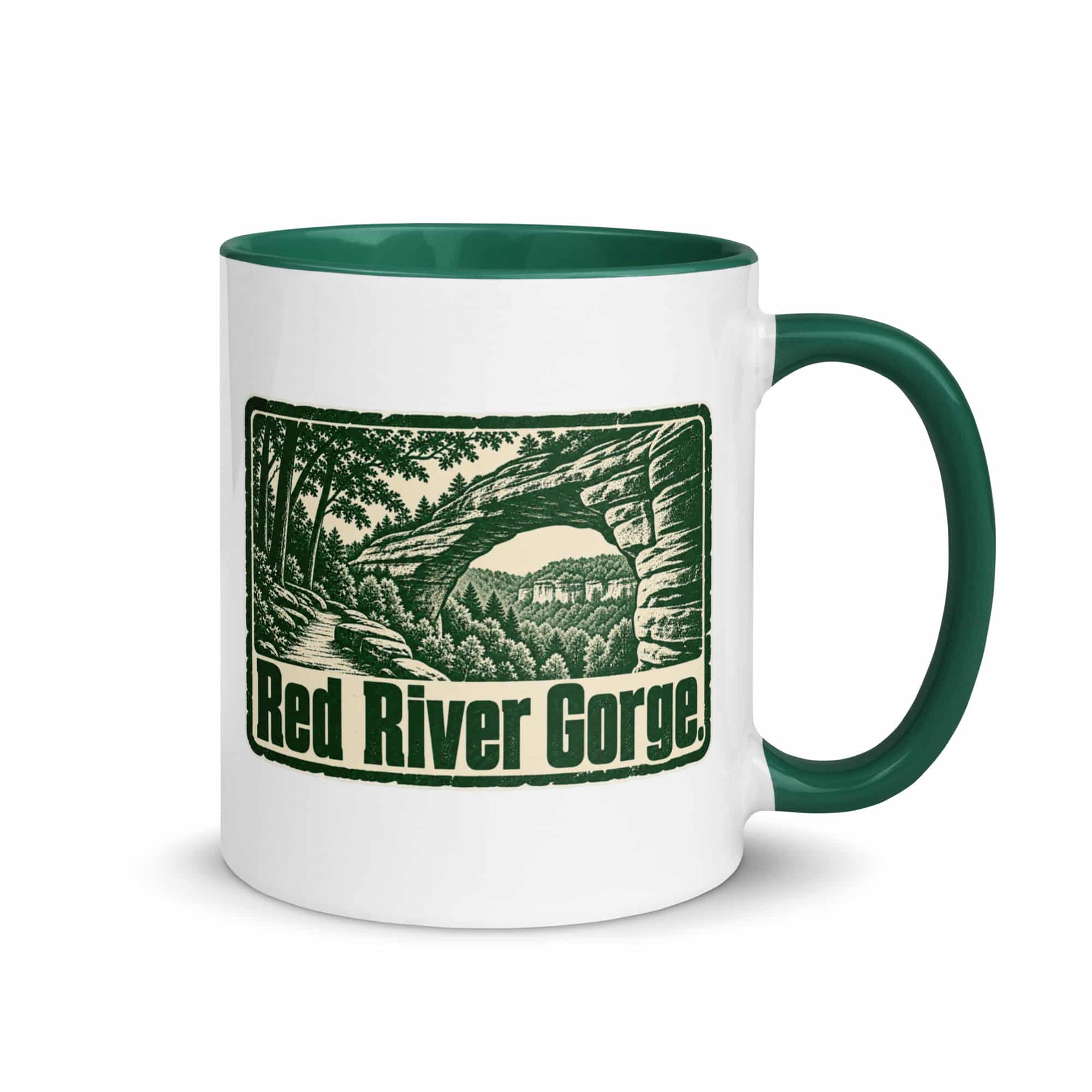Red River Gorge Color Inside Coffee Mug: Red River Gorge, Forest Ink Stamp