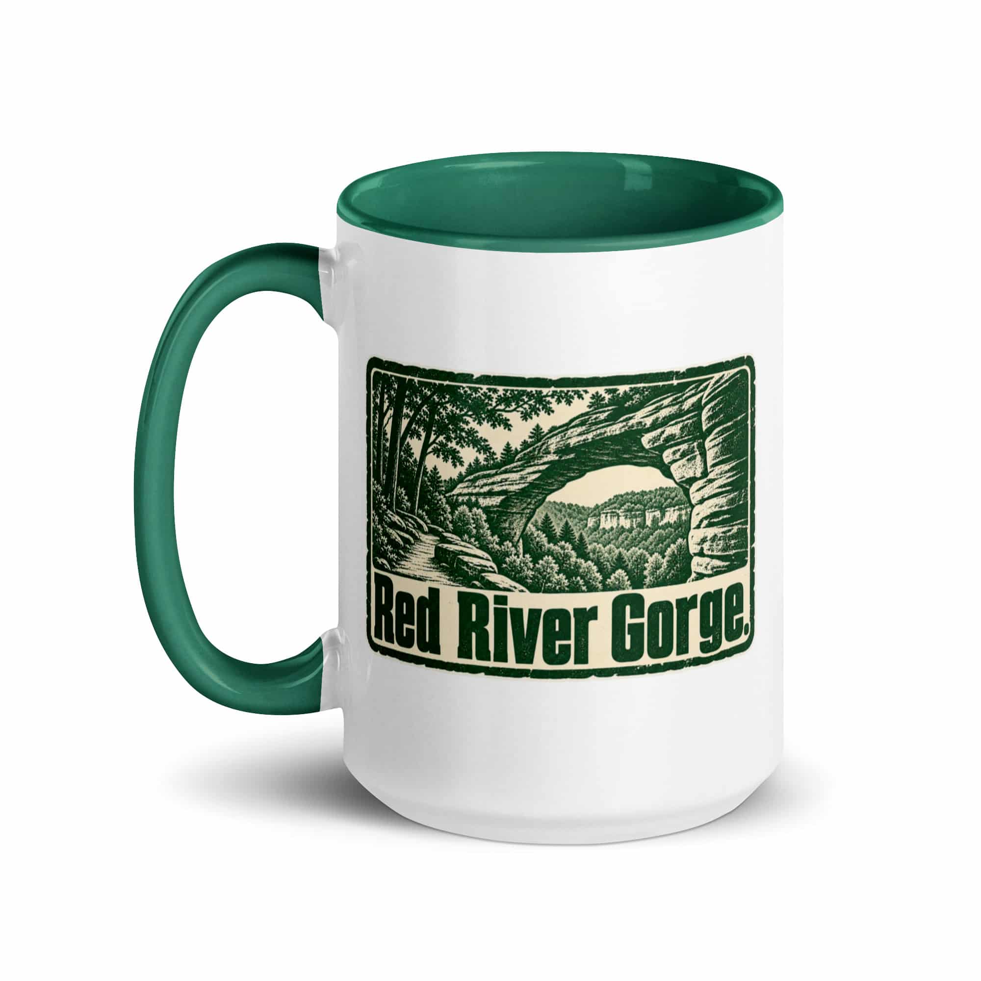 Red River Gorge Color Inside Coffee Mug: Red River Gorge, Forest Ink Stamp