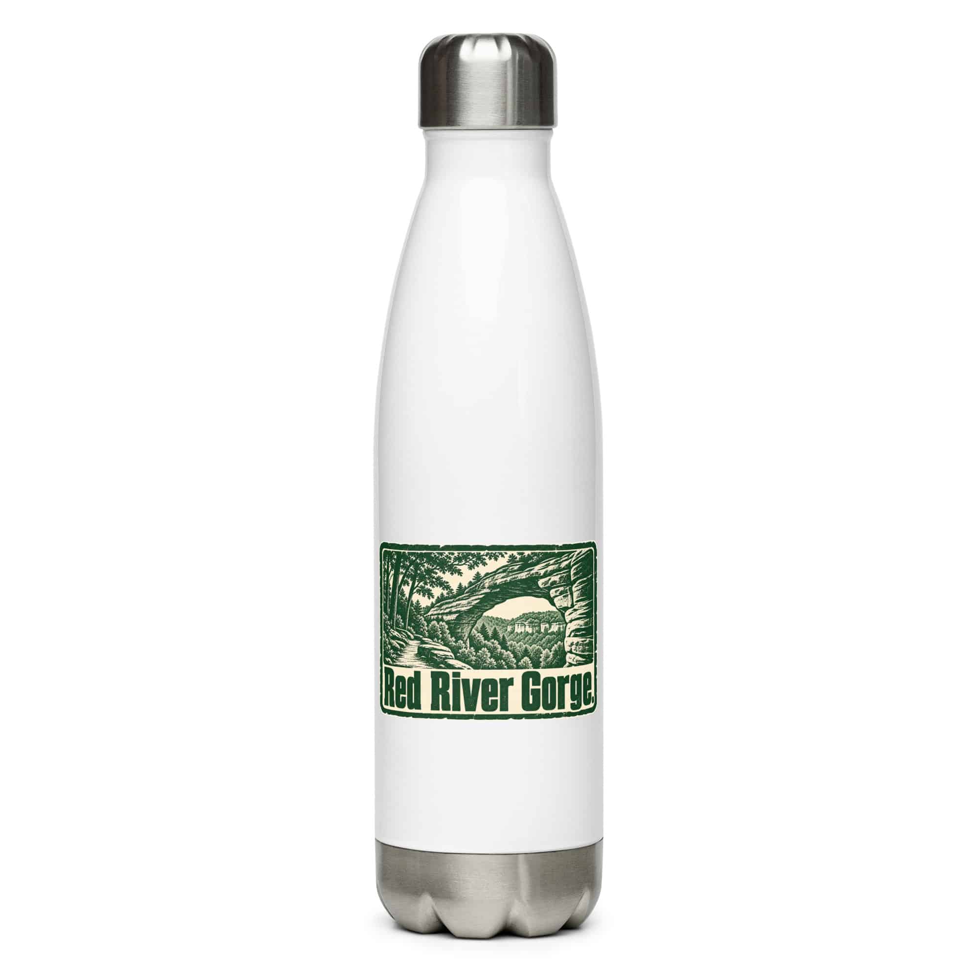 Red River Gorge Stainless Steel Water Bottle: Red River Gorge, Forest Ink Stamp