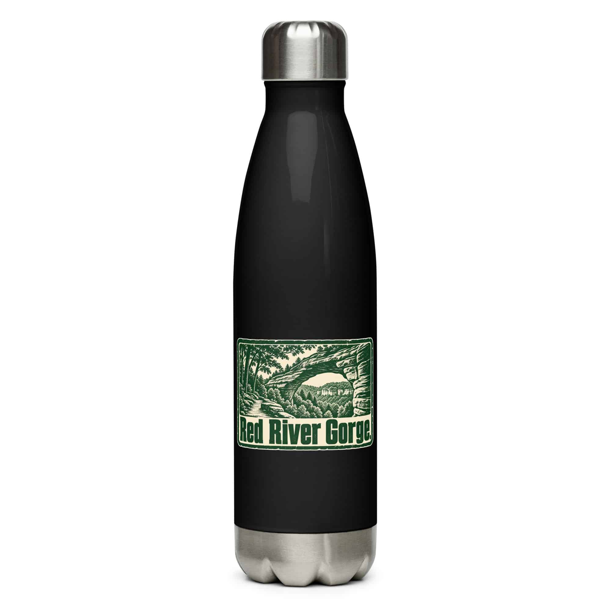 Red River Gorge Stainless Steel Water Bottle: Red River Gorge, Forest Ink Stamp