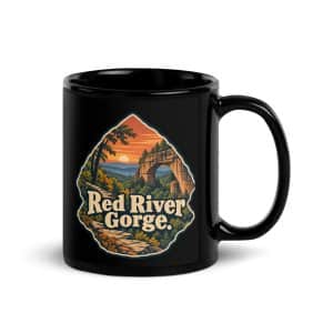 Red River Gorge Black Coffee Mug: Red River Gorge, Scenic Shield Badge - 11 oz - Handle on Right