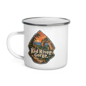 Red River Gorge Enamel Camp Mug: Red River Gorge, Scenic Shield Badge - 12 oz - Left