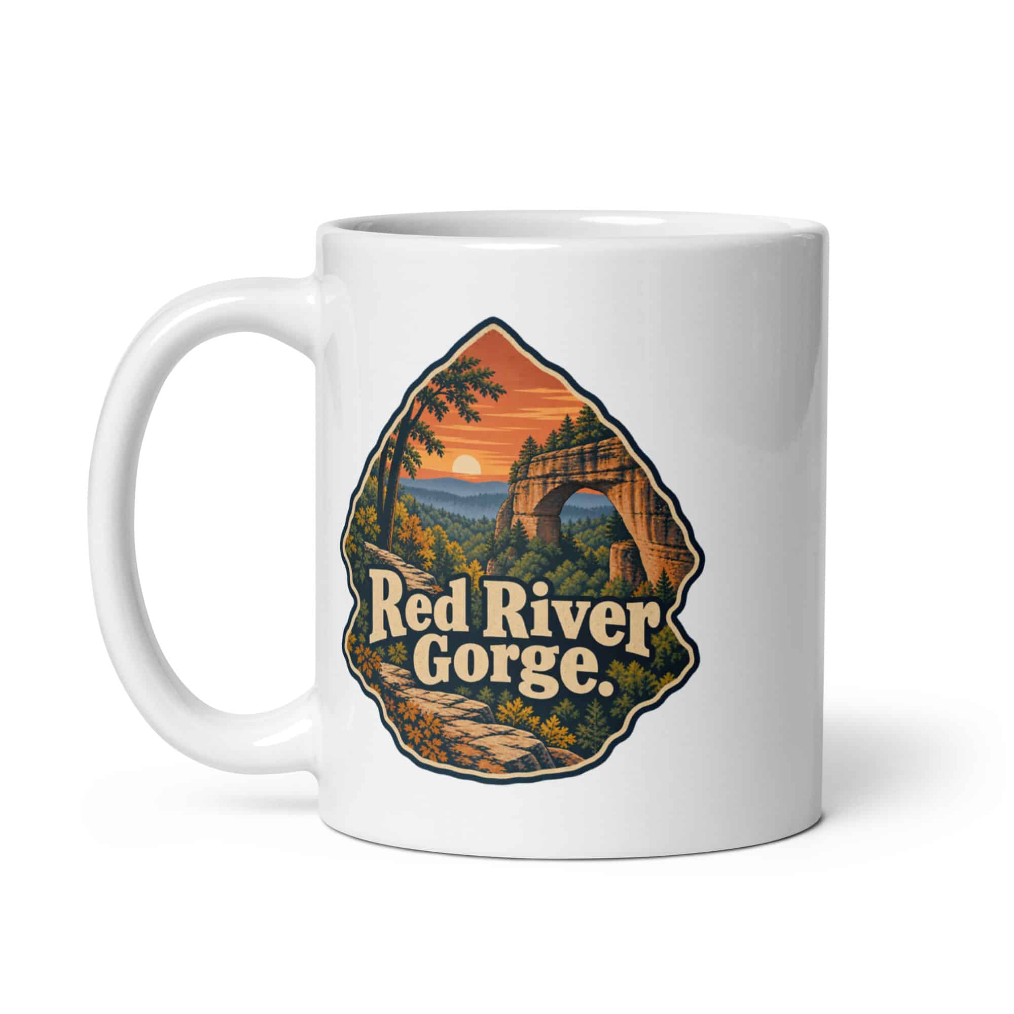 Red River Gorge White Ceramic Coffee Mug: Red River Gorge, Scenic Shield Badge