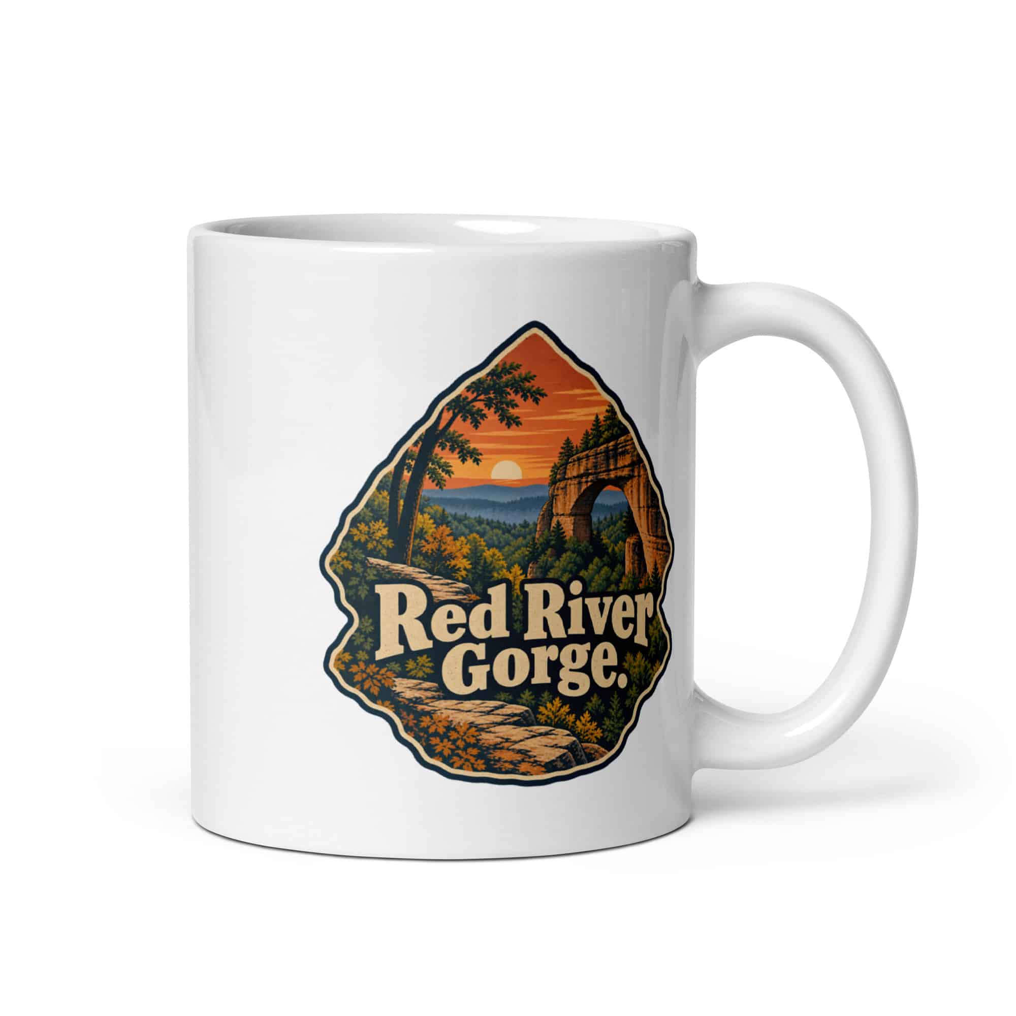 Red River Gorge White Ceramic Coffee Mug: Red River Gorge, Scenic Shield Badge