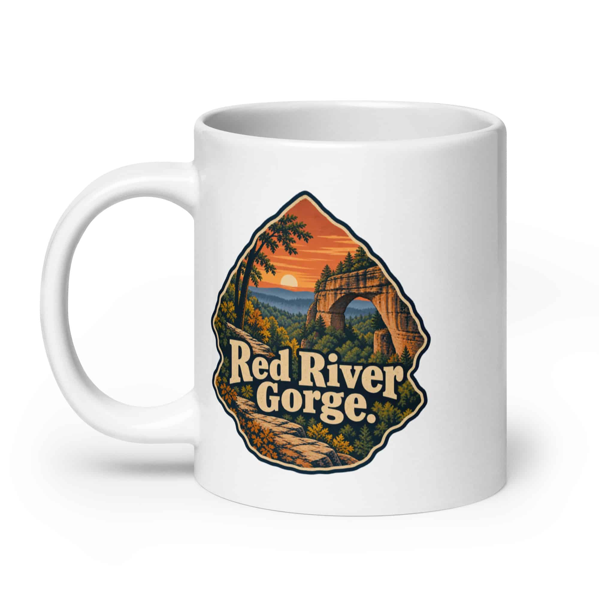 Red River Gorge White Ceramic Coffee Mug: Red River Gorge, Scenic Shield Badge