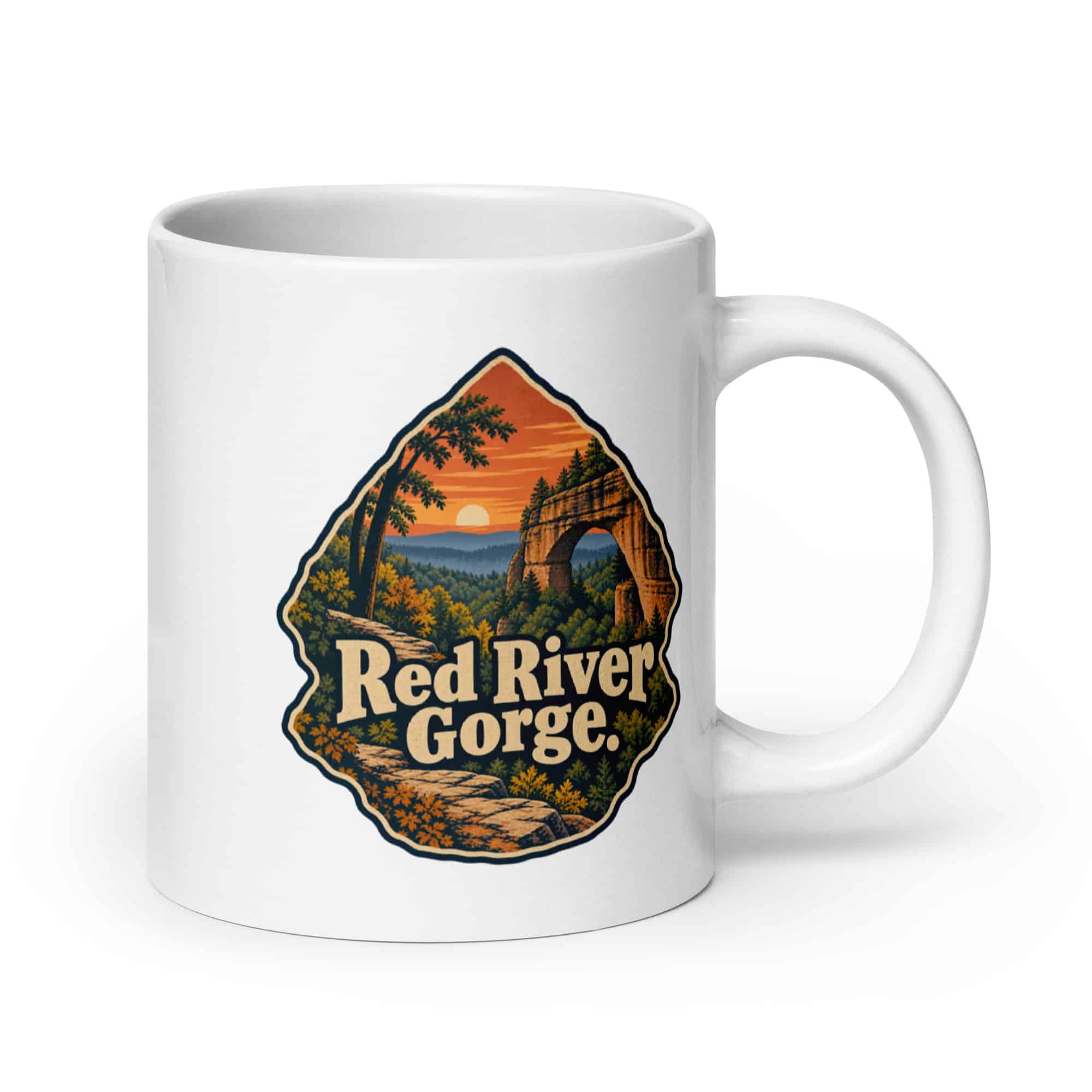 Red River Gorge White Ceramic Coffee Mug: Red River Gorge, Scenic Shield Badge