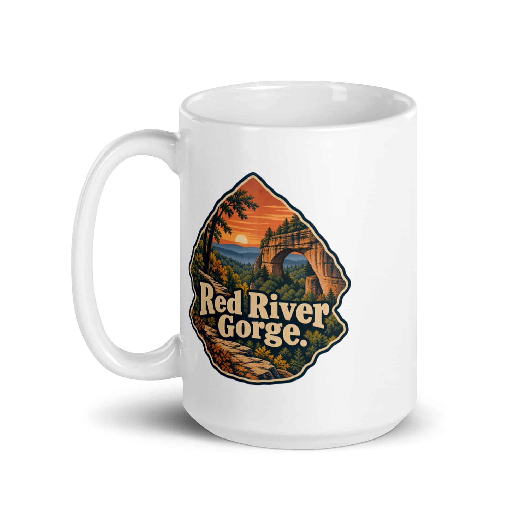 Red River Gorge White Ceramic Coffee Mug: Red River Gorge, Scenic Shield Badge