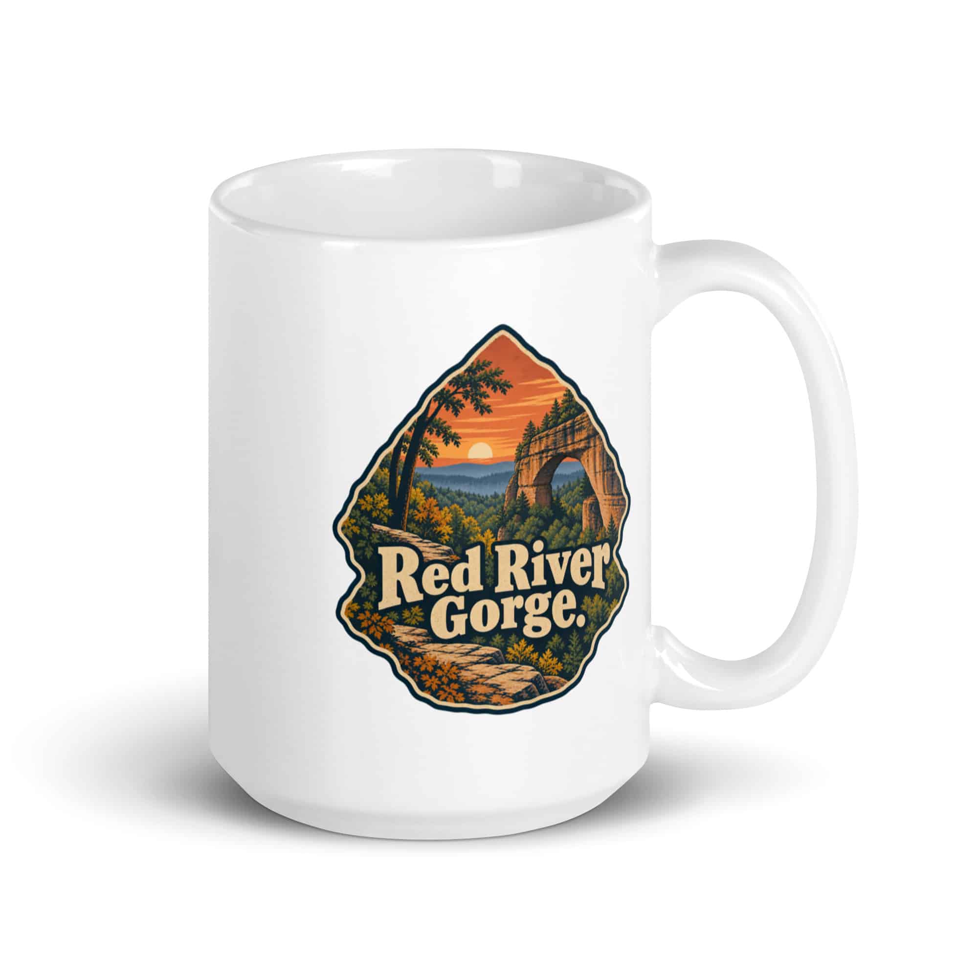 Red River Gorge White Ceramic Coffee Mug: Red River Gorge, Scenic Shield Badge